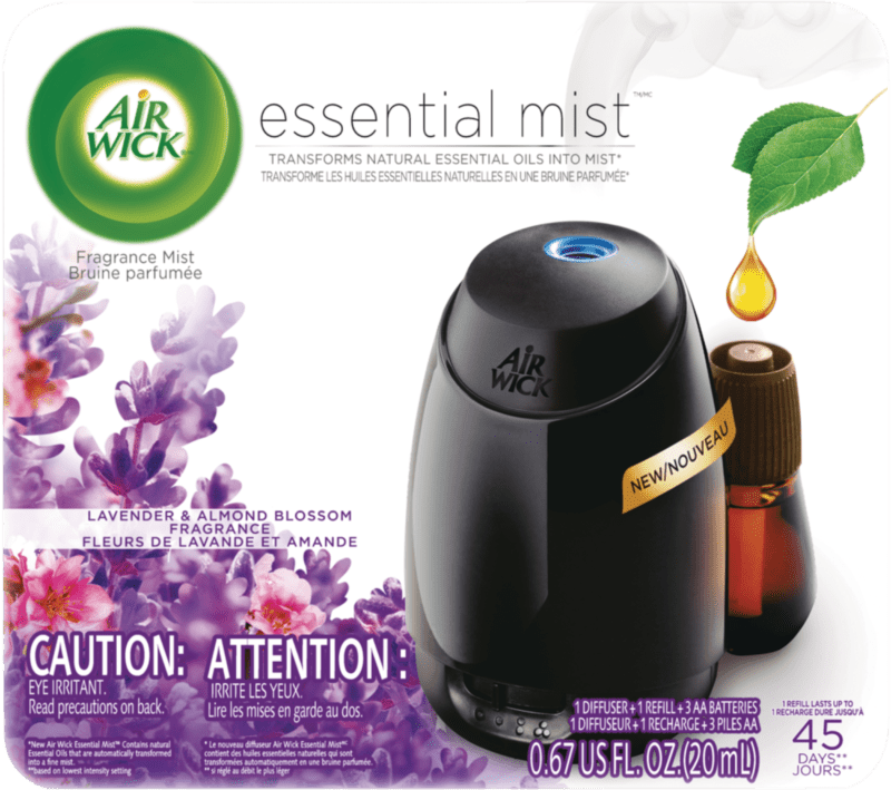 Air Wick Essential Mist Fragrance Oil Diffuser Kit, Lavender & Almond Blossom, Includes Diffuser, Refill and 3 Batteries